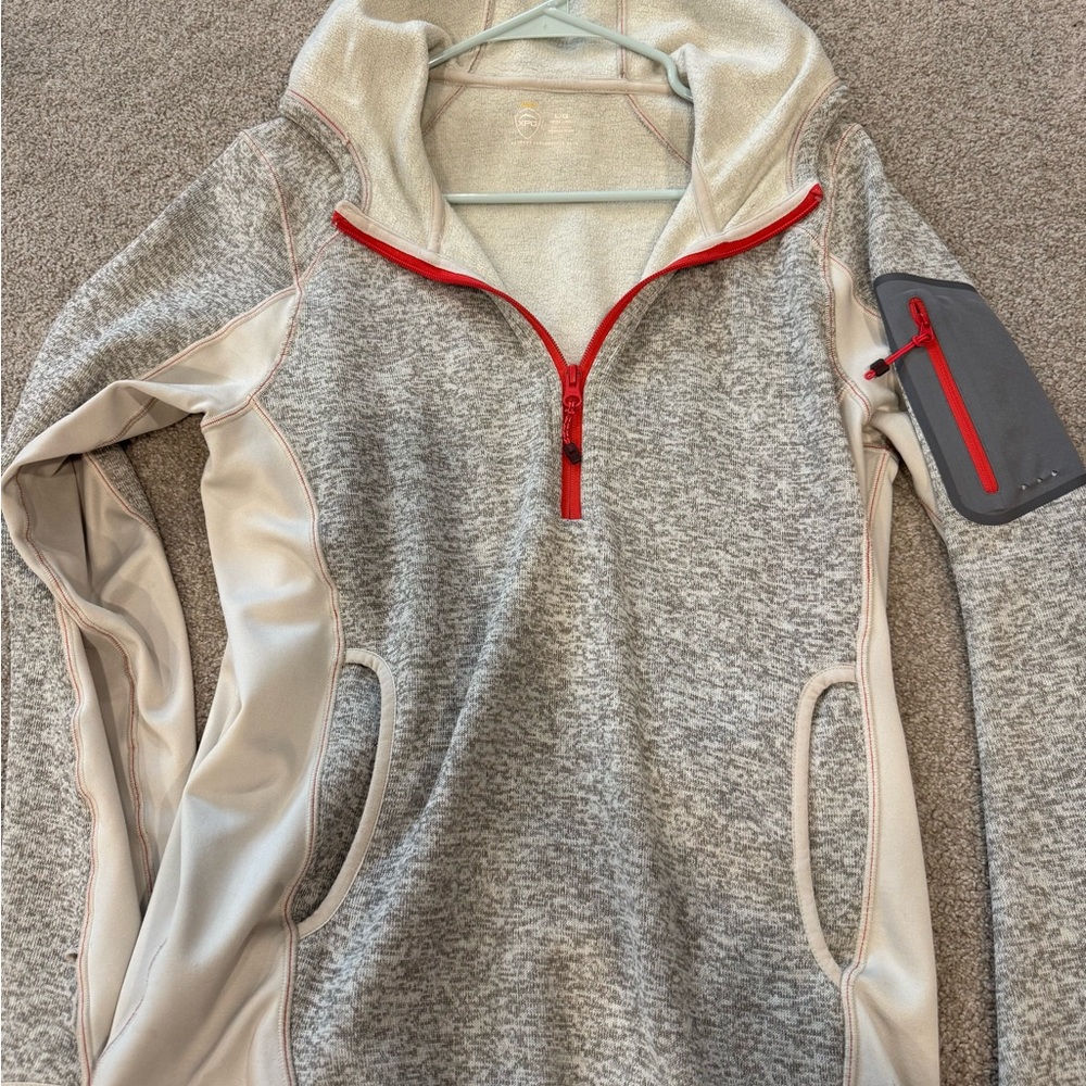 Cabela's Gray and Cream Quarter-Zip Sweatshirt
